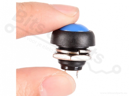 Drukcontact rond bol 12mm blauw 250V/1A